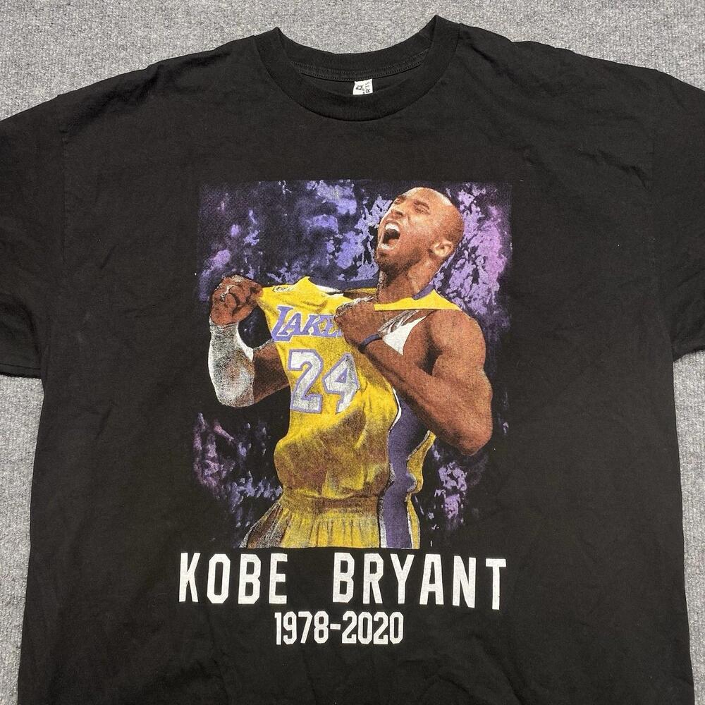 Kobe Bryant 1978-2020 Los Angeles Lakers Tribute Black Tee T-Shirt 2Xl Euc Yala